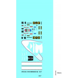 DECALCOMANIES ATS D5 N°9 & 10 MONACO 1982 1/43