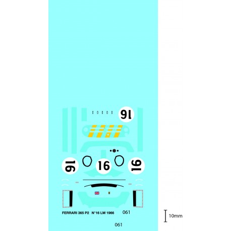 DECALCOMANIES FERRARI 365 P2 N°16 LE MANS 1966 1/43