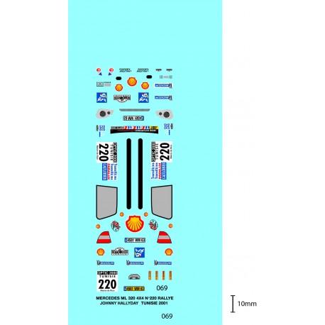 DECALCOMANIES MERCEDES ML 320 TUNISIE 2001 JOHNNY HALLYDAY 1/43