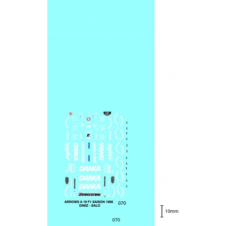 DECALCOMANIES ARROWS A19 F1 1998 1/43