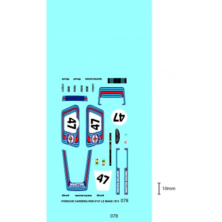 DECALCOMANIES PORSCHE RSR MARTINI N°47 LE MANS 1973 1/43