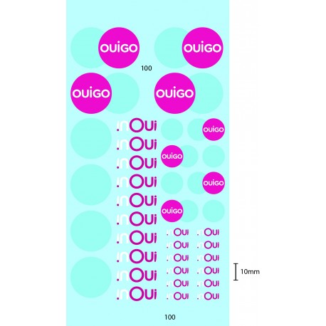 DECALCOMANIES  INOUI BLANC OUIGO  1/87 + 1/160